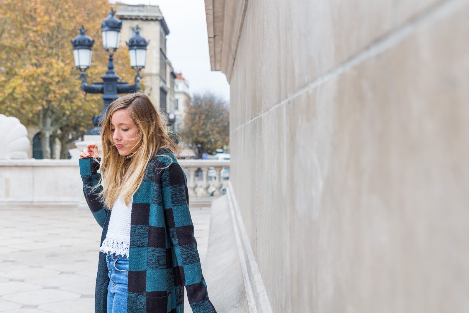 Veste à carreaux verte