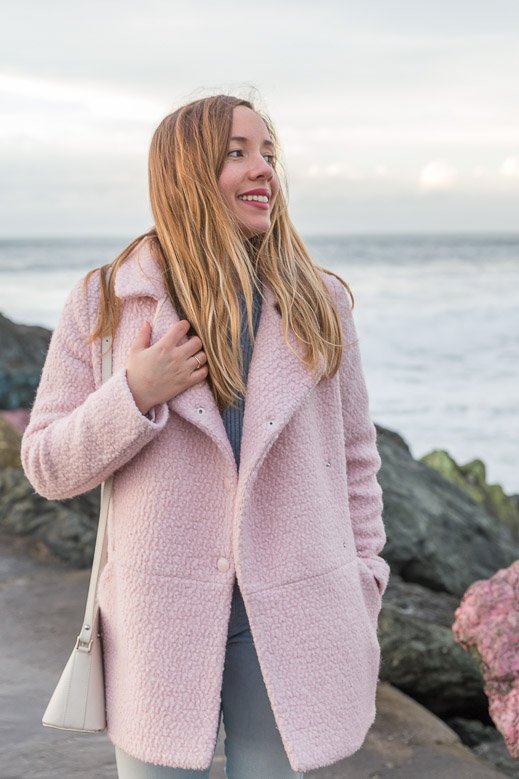 manteau rose tendance hiver Pastel