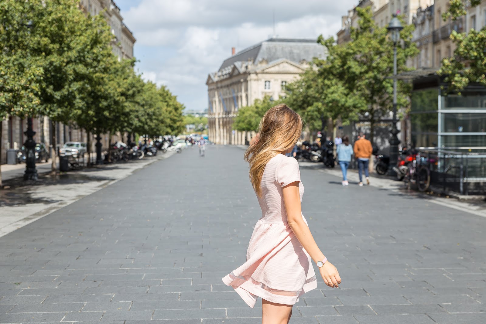 Robe manches courtes rose