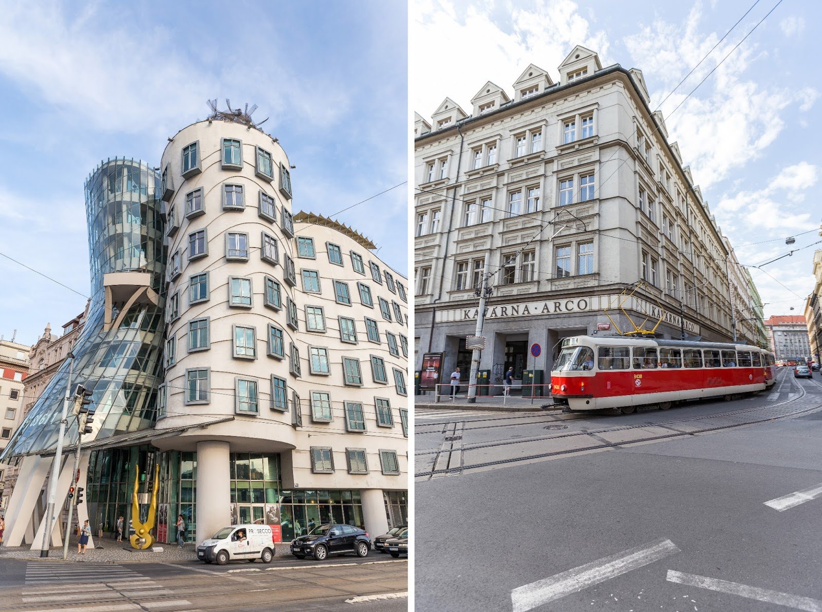 Prague maison dansante et tram