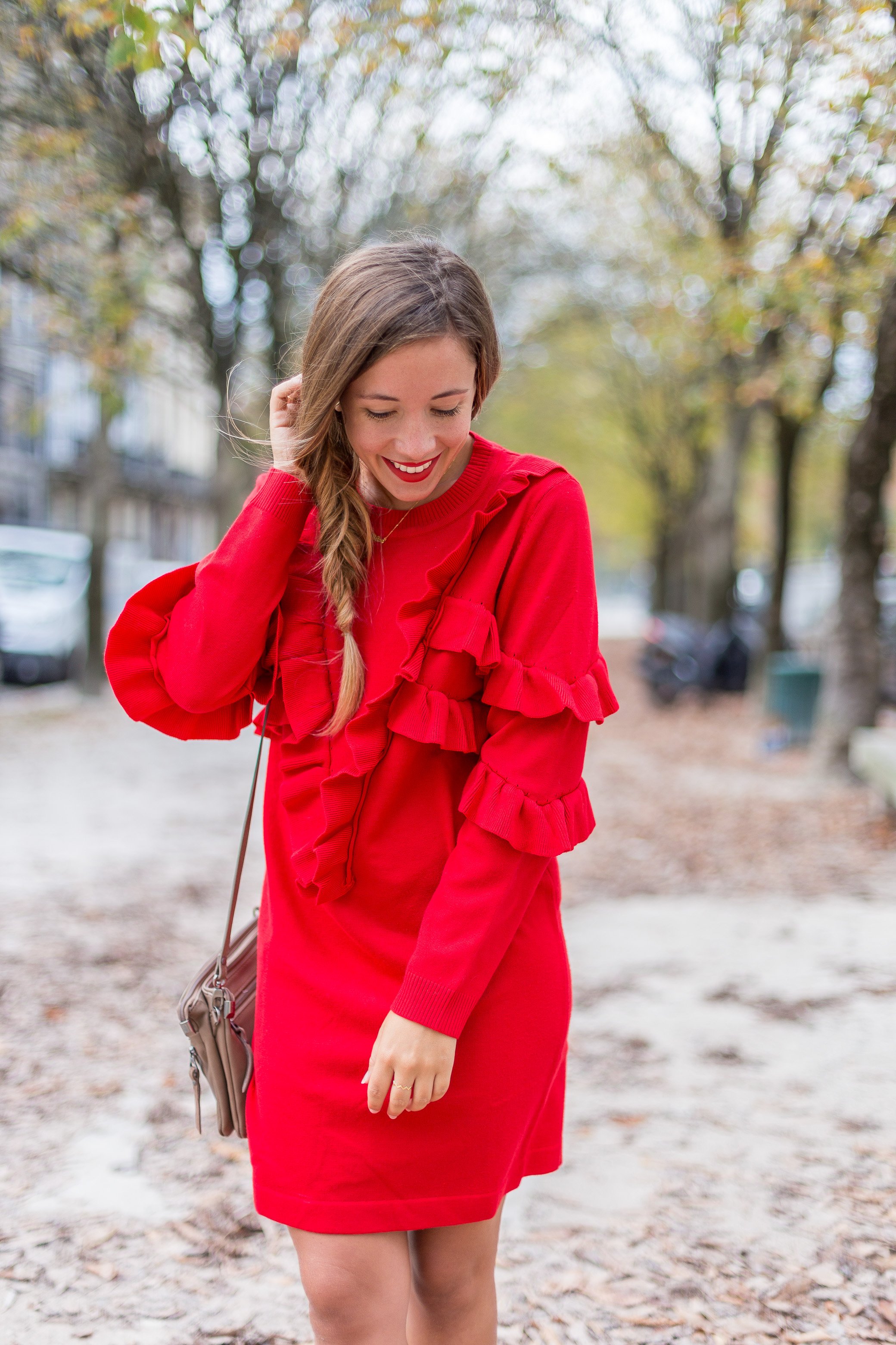 robe rouge volants