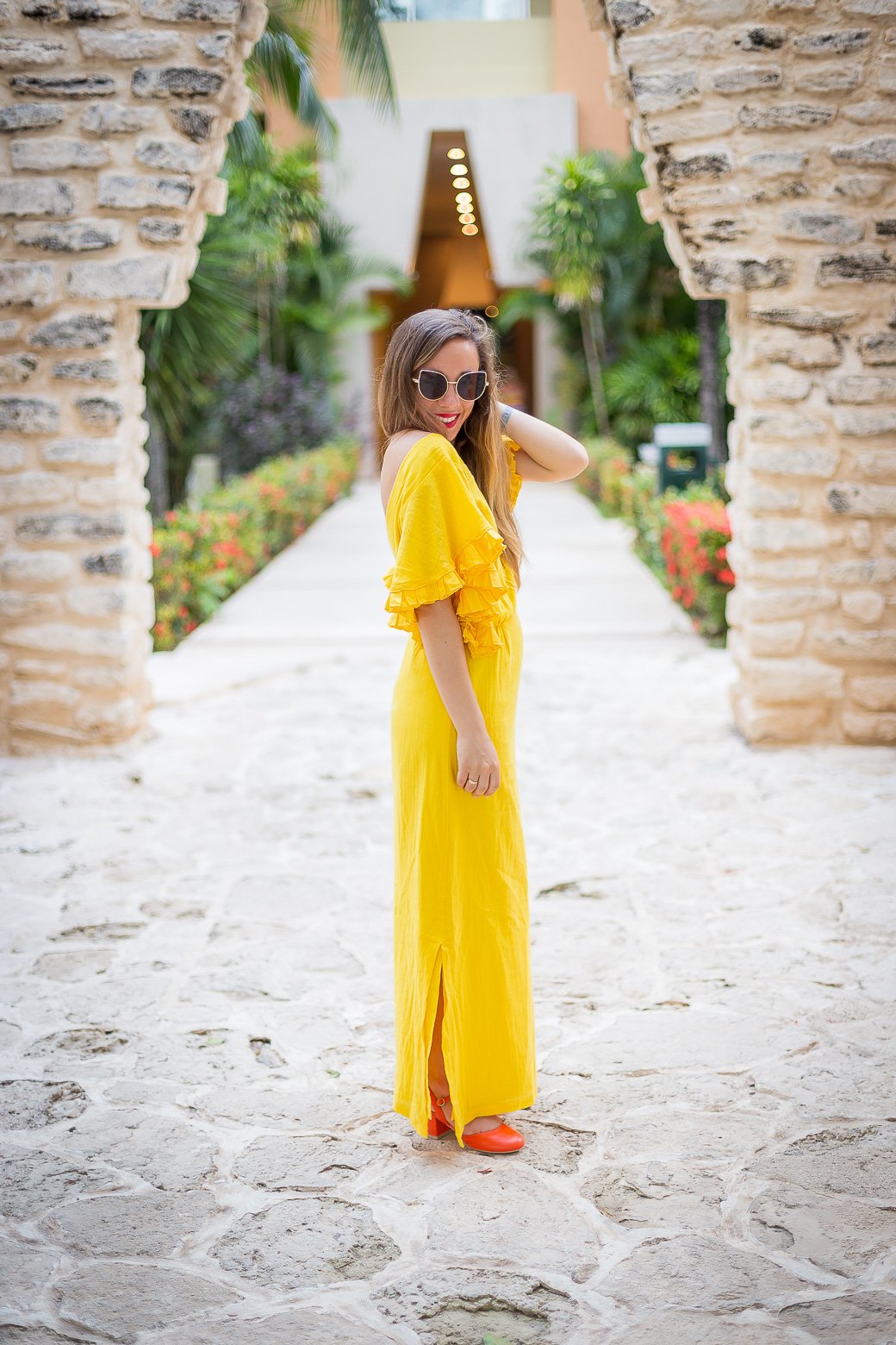 robe jaune longue la redoute