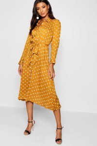 Robe jaune longue à pois