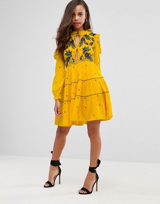 robe jaune fleurs asos