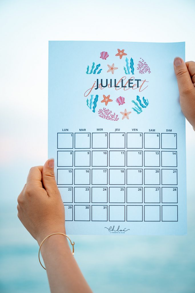 calendrier du mois de juillet