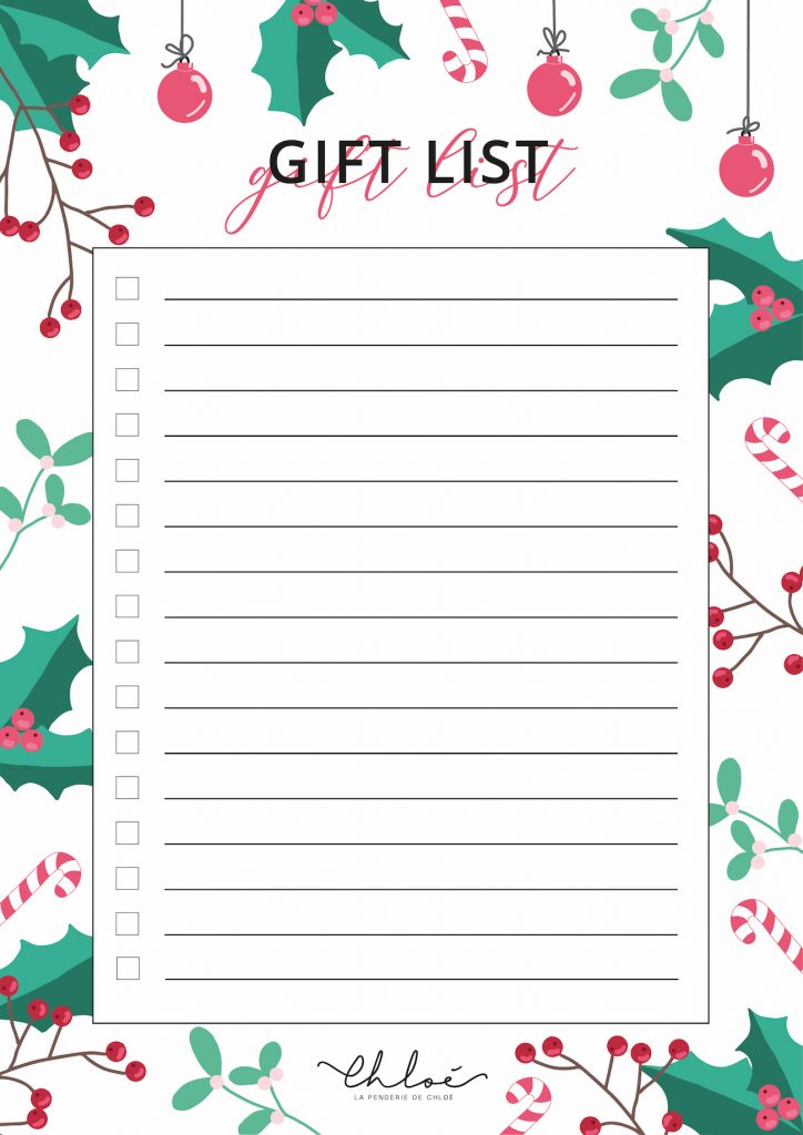 gift list à télécharger