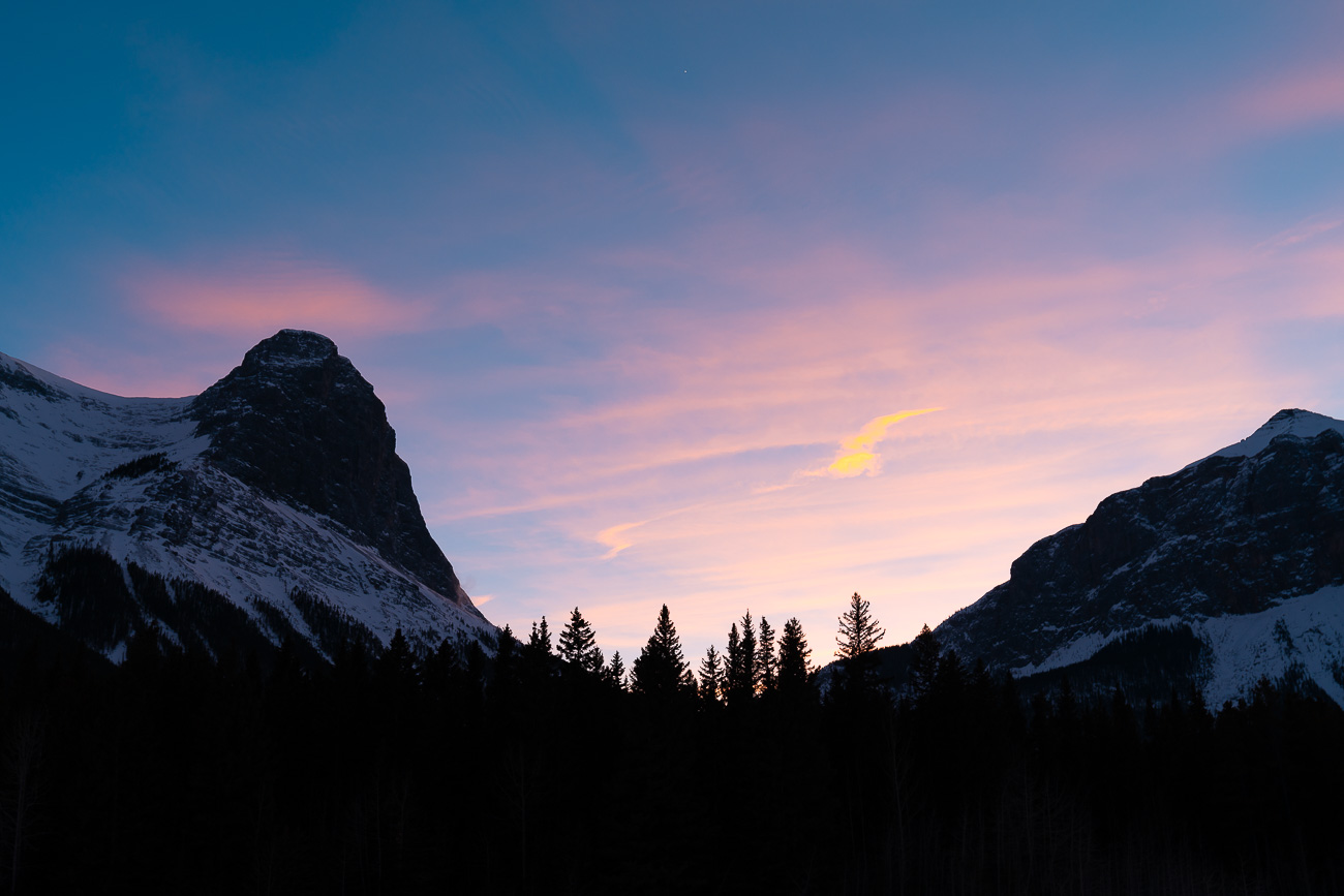 coucher de soleil canada en hiver