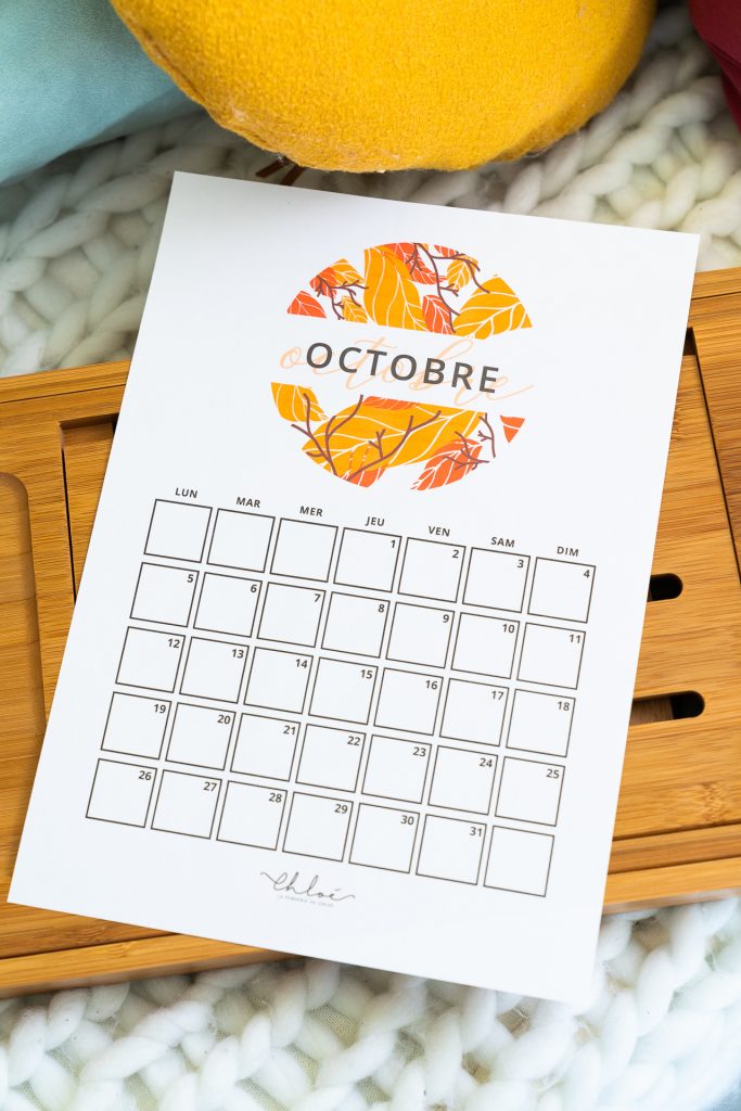 calendrier octobre 2020 à imprimer