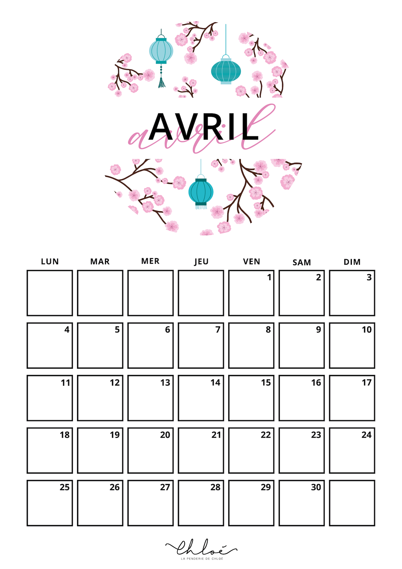 printable avril 2022