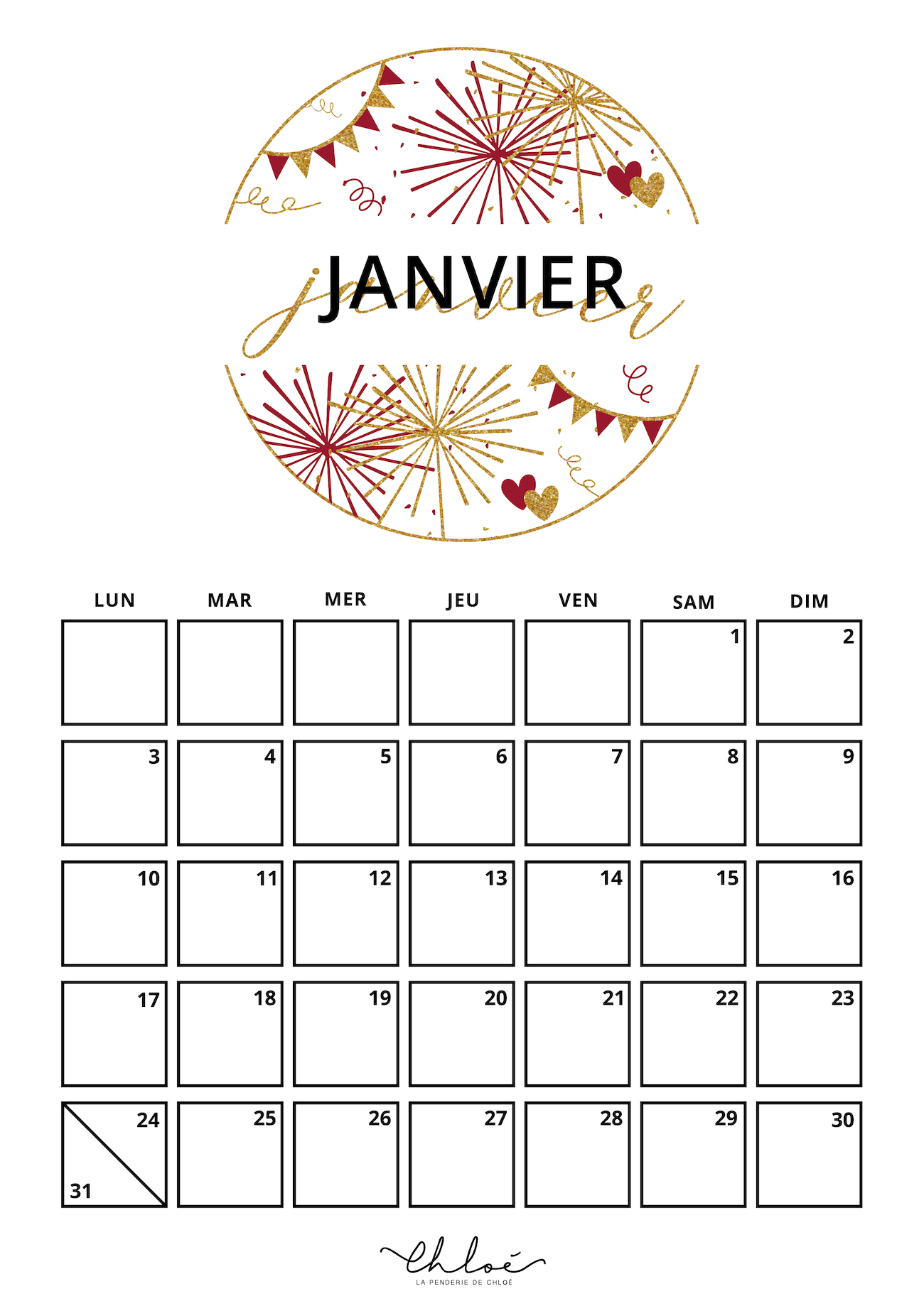 calendrier 2022 janvier