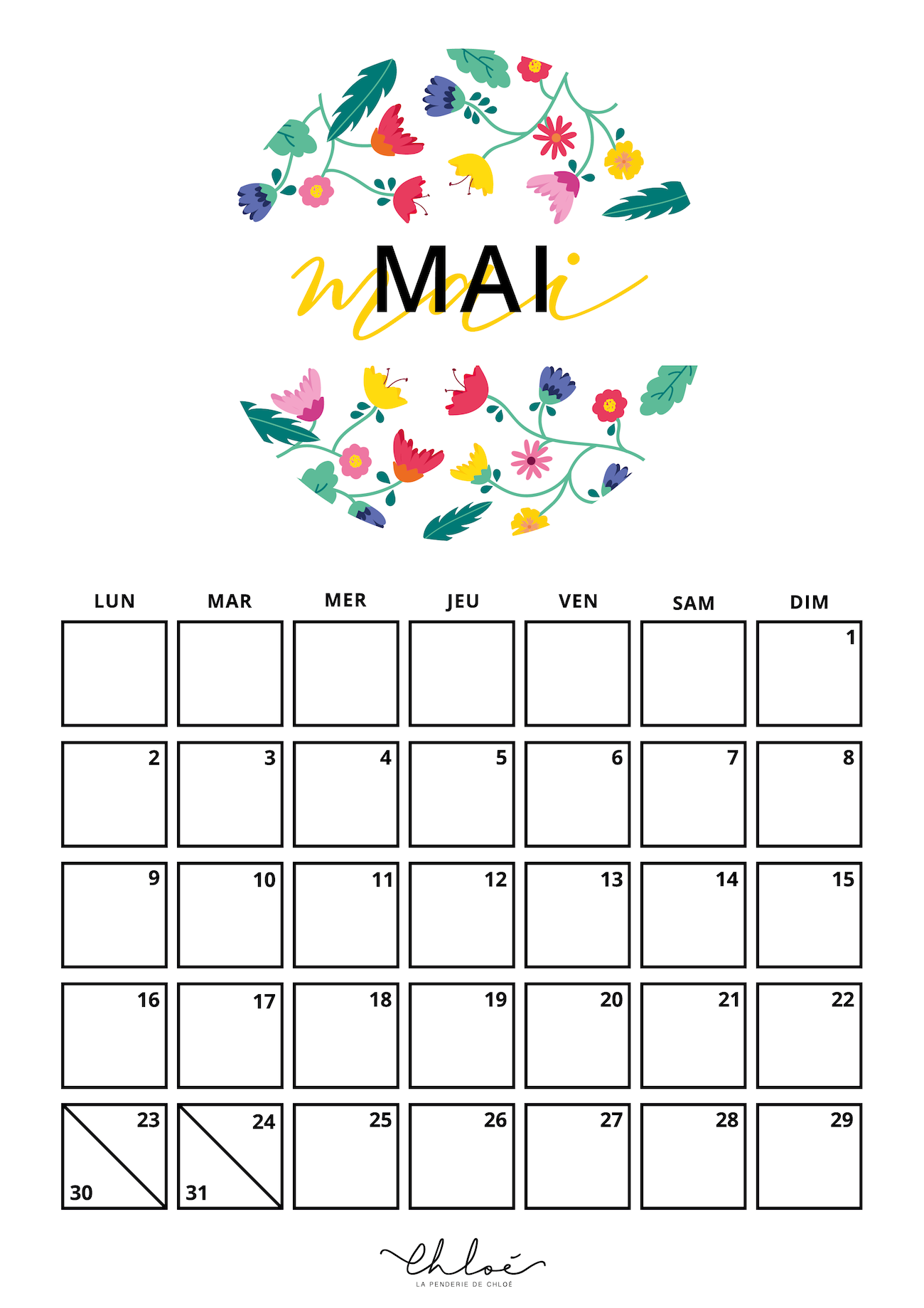 kit organisation mai 2022 calendrier