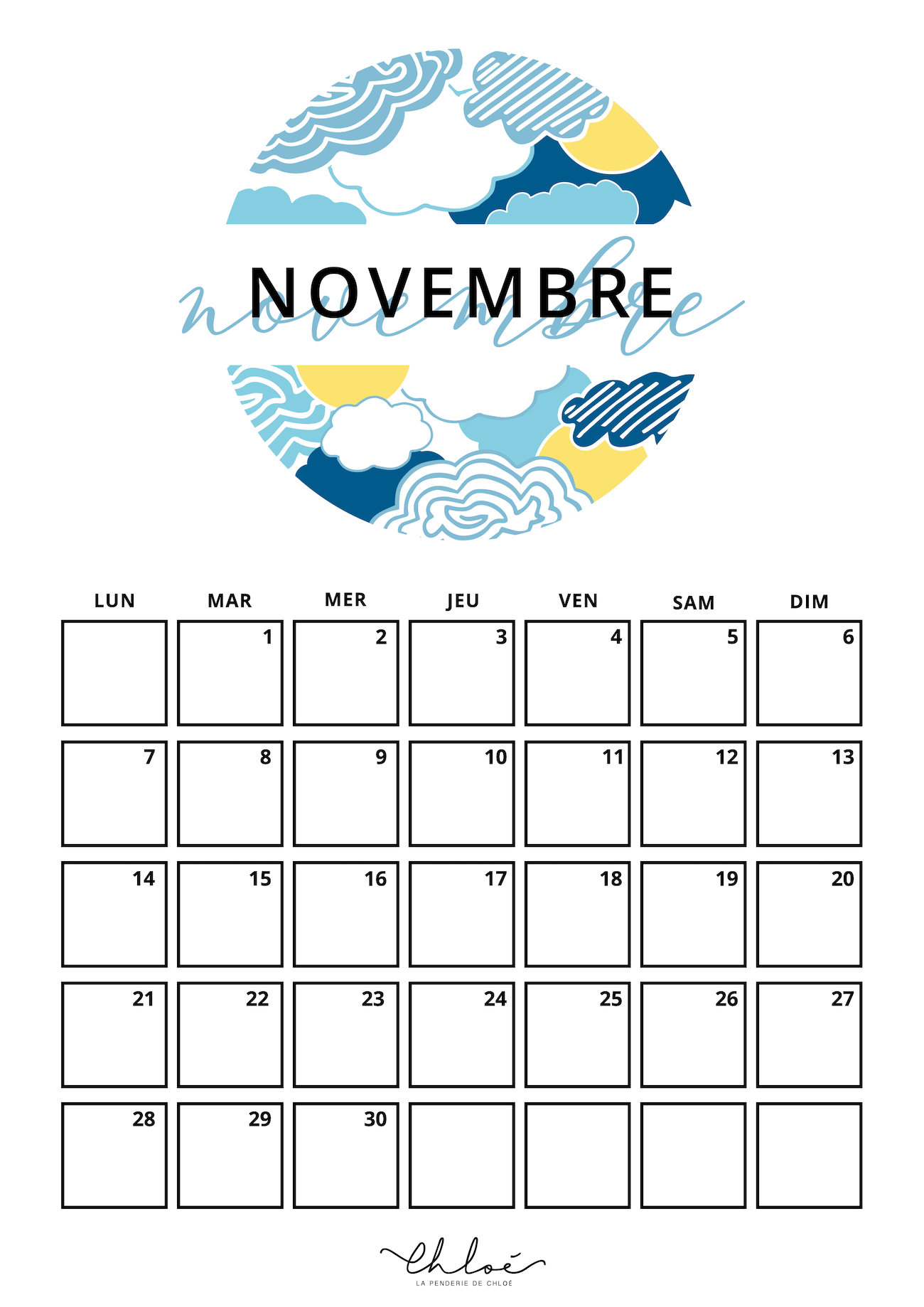 calendrier novembre