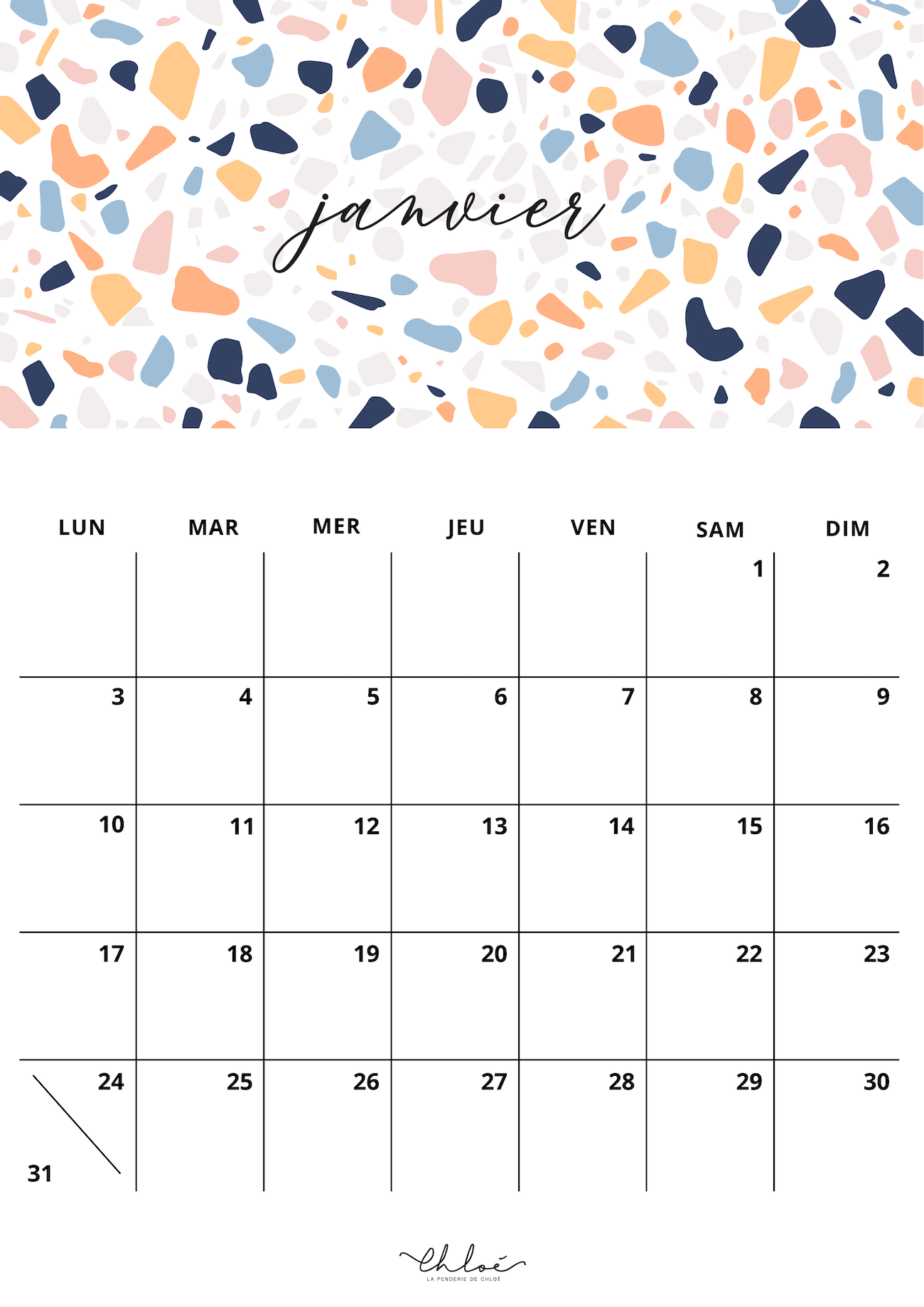 calendrier hiver terrazzo 2022