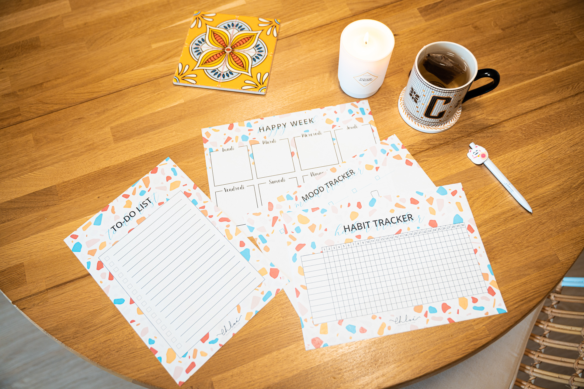 kits printables terrazzo à imprimer pour s'organiser toute l'année