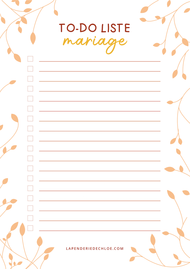 to do liste mariage à imprimer