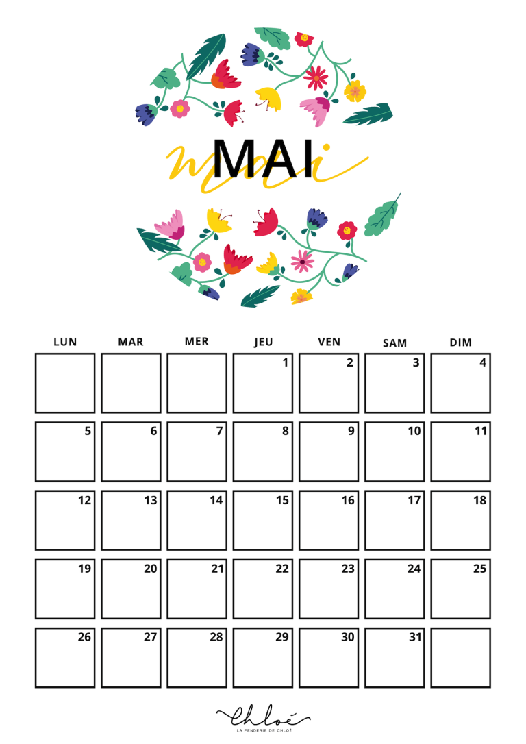 Calendriers 2025 à imprimer blog lifestyle La Penderie de Chloé