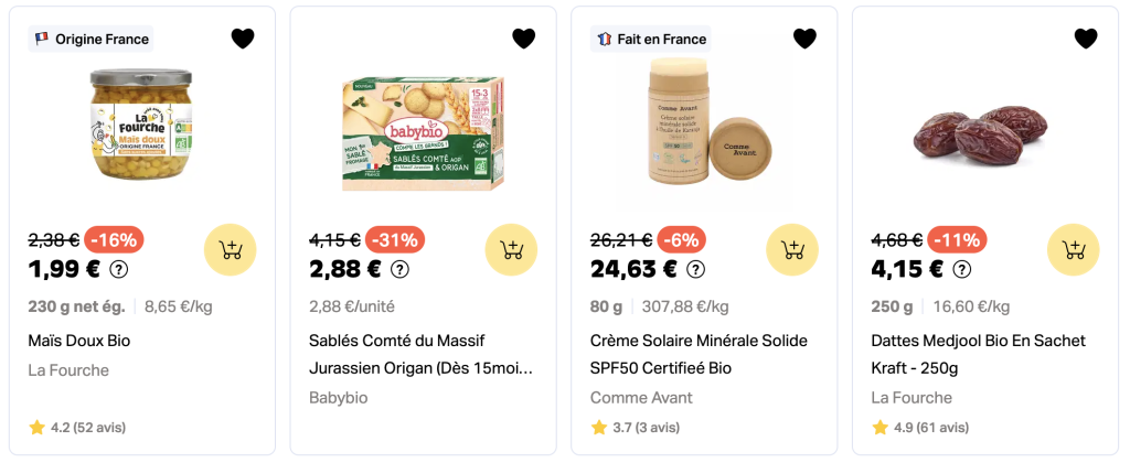 liste favoris épicerie bio en ligne 