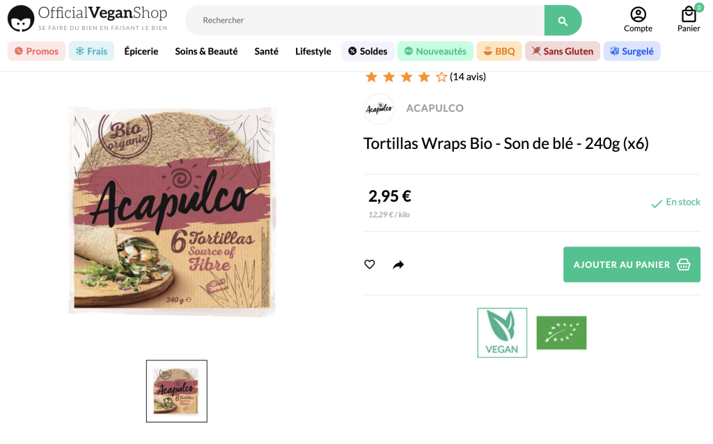 tortillas wraps bio blé complet
