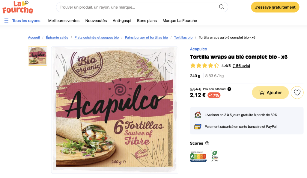 tortillas blé complet bio La Fourche