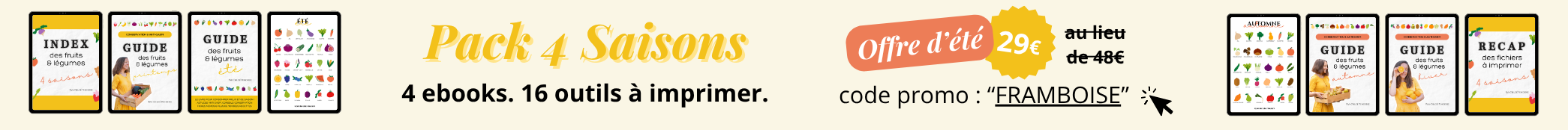 Pack 4 Saisons ebooks fruits et légumes de saison et recette anti gaspi